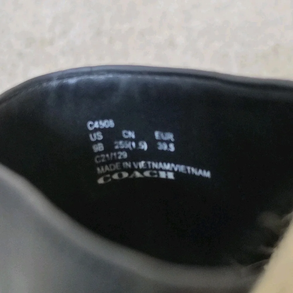 COACH Women's Camille Espadrill Black Leather Jute Footbed Sandals Shoes 7